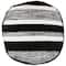 18" Black & White Woven Stripes Outdoor Pouf Ottoman